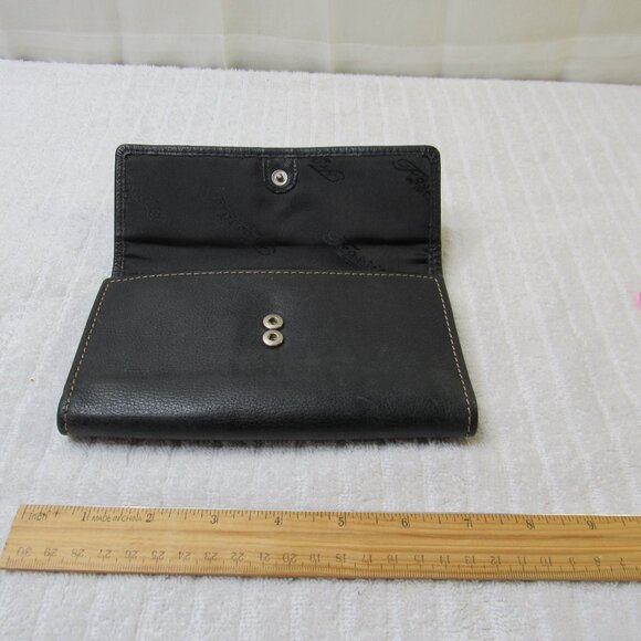 Fossil Leather Wallet Women Black Credit Card ID Slots Checkbook Holder Vintage - Picture 7 of 12